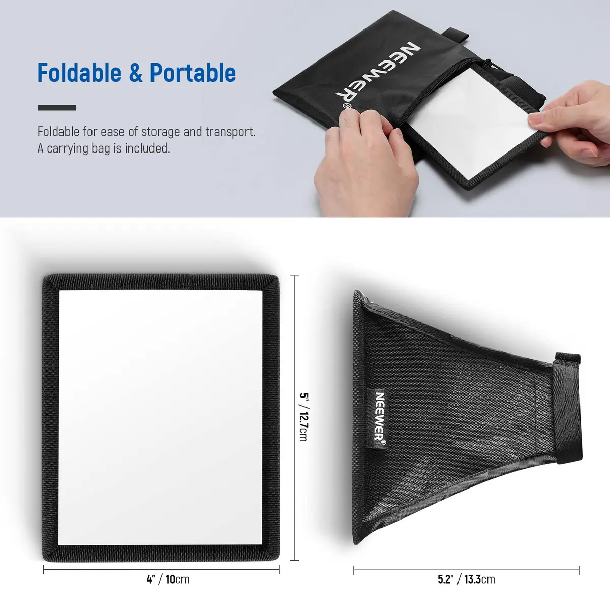 NEEWER Camera Stage Lighting Modifier 5" x 4" | Collapsible Diffuser for Speedlight - view 8