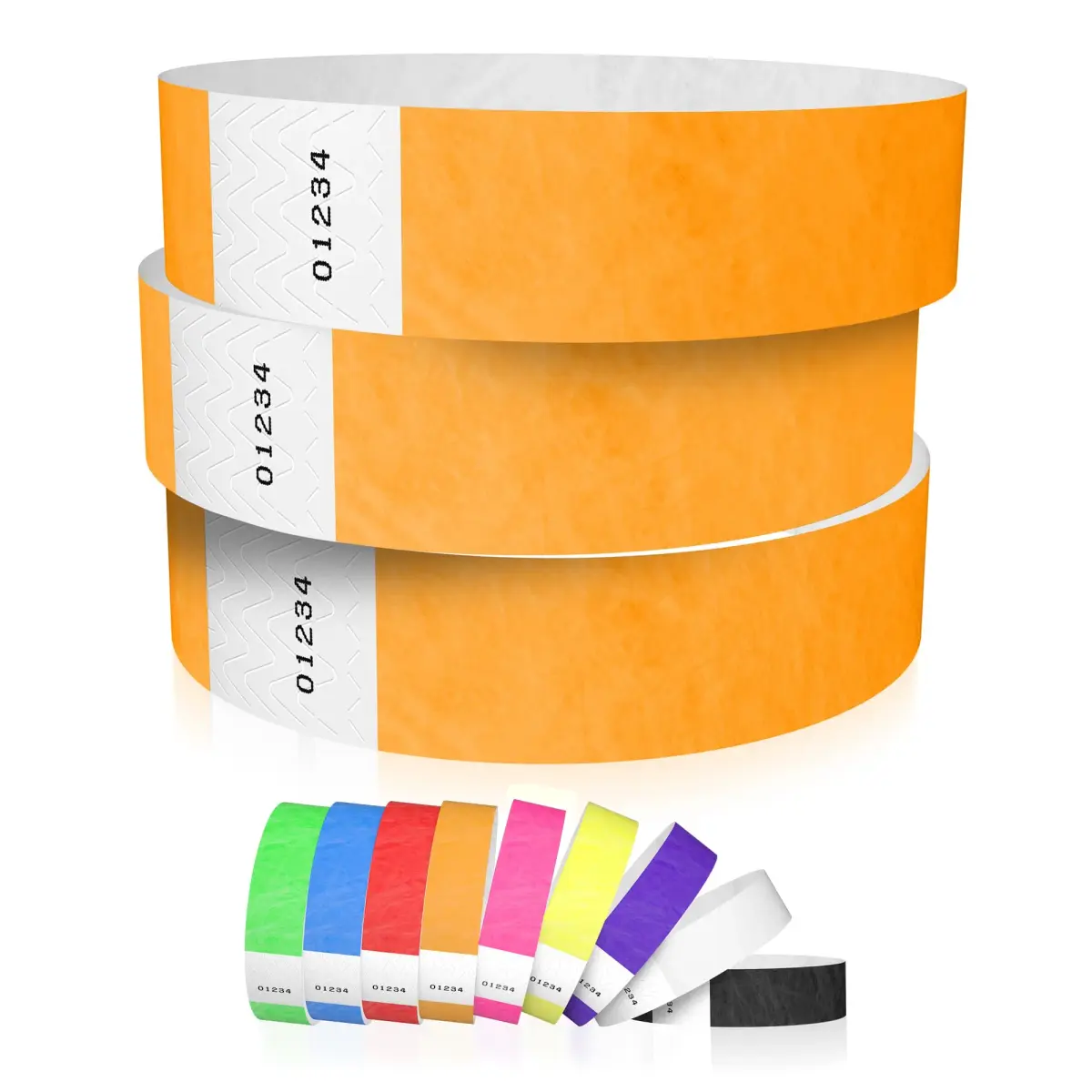 Wristco Neon Orange Tyvek Wristbands 600 Count | Tamper-Proof & Fluorescent for Events - main product image