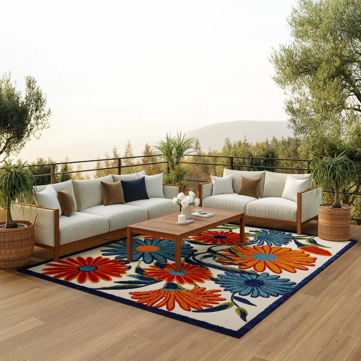 Nourison Rug Aloha Multicolor 9' x 12' | Easy Clean, Non Shedding, Indoor & Outdoor Use - main product image