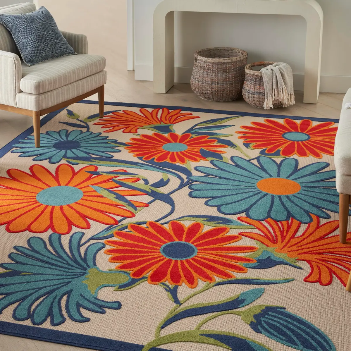 Nourison Rug Aloha Multicolor 9' x 12' | Easy Clean, Non Shedding, Indoor & Outdoor Use - view 5