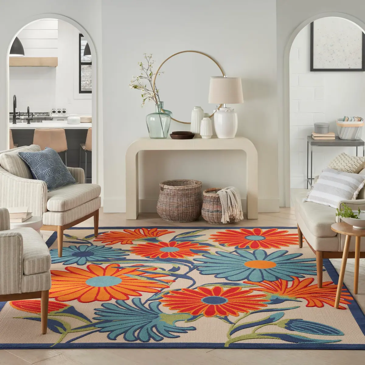 Nourison Rug Aloha Multicolor 9' x 12' | Easy Clean, Non Shedding, Indoor & Outdoor Use - view 2