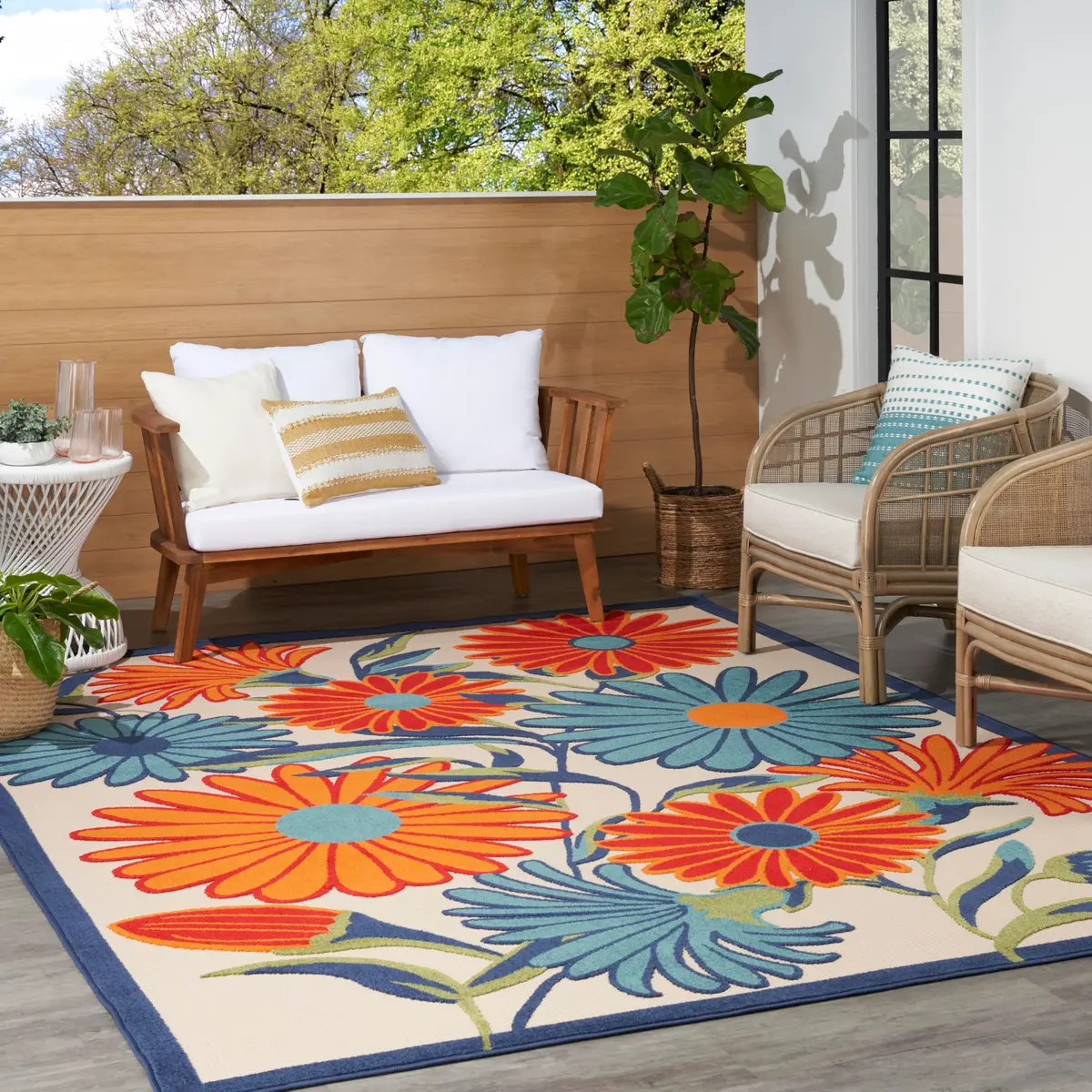 Nourison Rug Aloha Multicolor 9' x 12' | Easy Clean, Non Shedding, Indoor & Outdoor Use - view 3