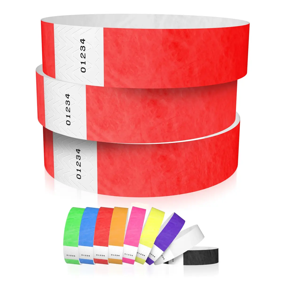 WristCo Neon Red Tyvek Wristbands 600 Count | Tamper-Proof & Fluorescent for Events, Hospitals, Parties - main product image