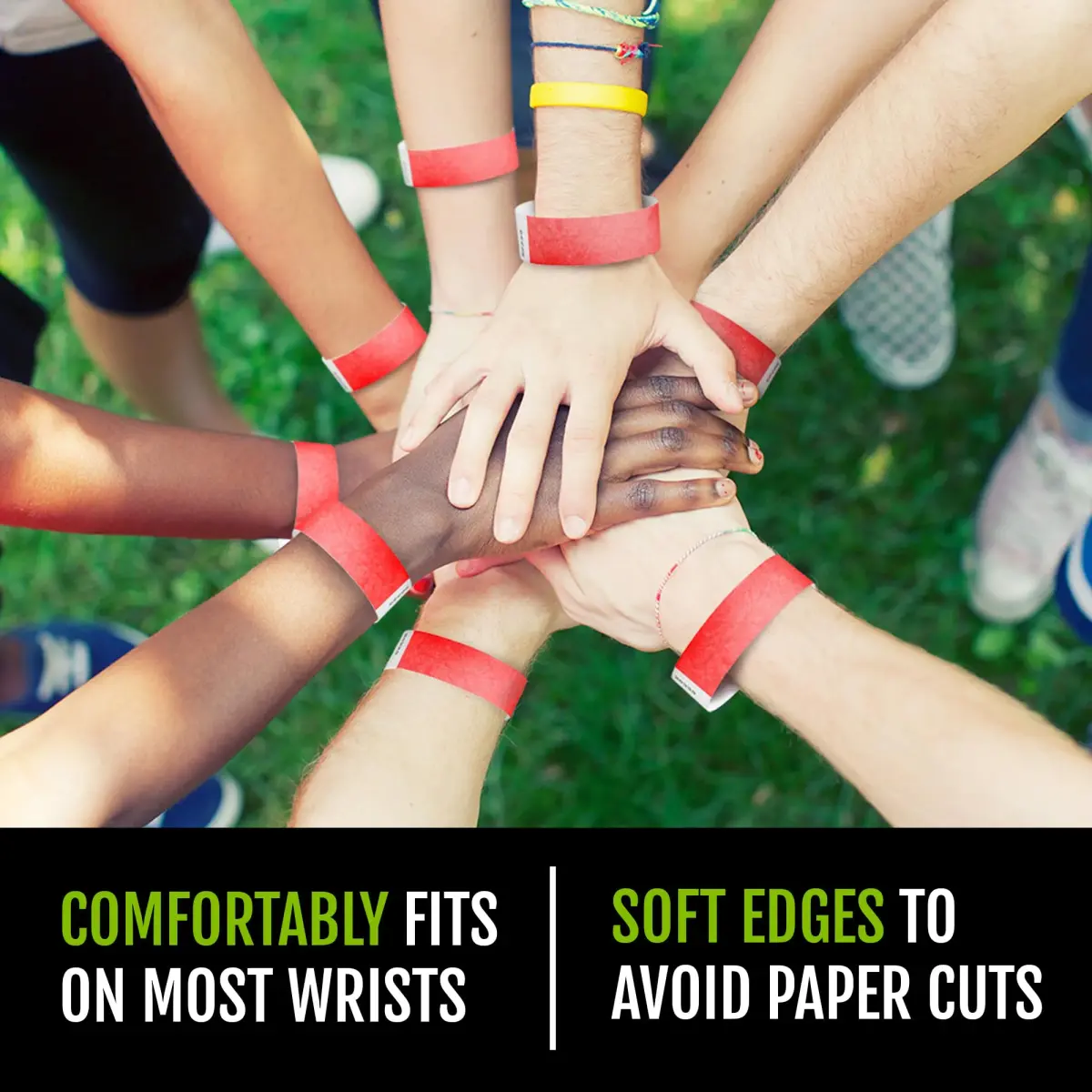 WristCo Neon Red Tyvek Wristbands 600 Count | Tamper-Proof & Fluorescent for Events, Hospitals, Parties - view 5