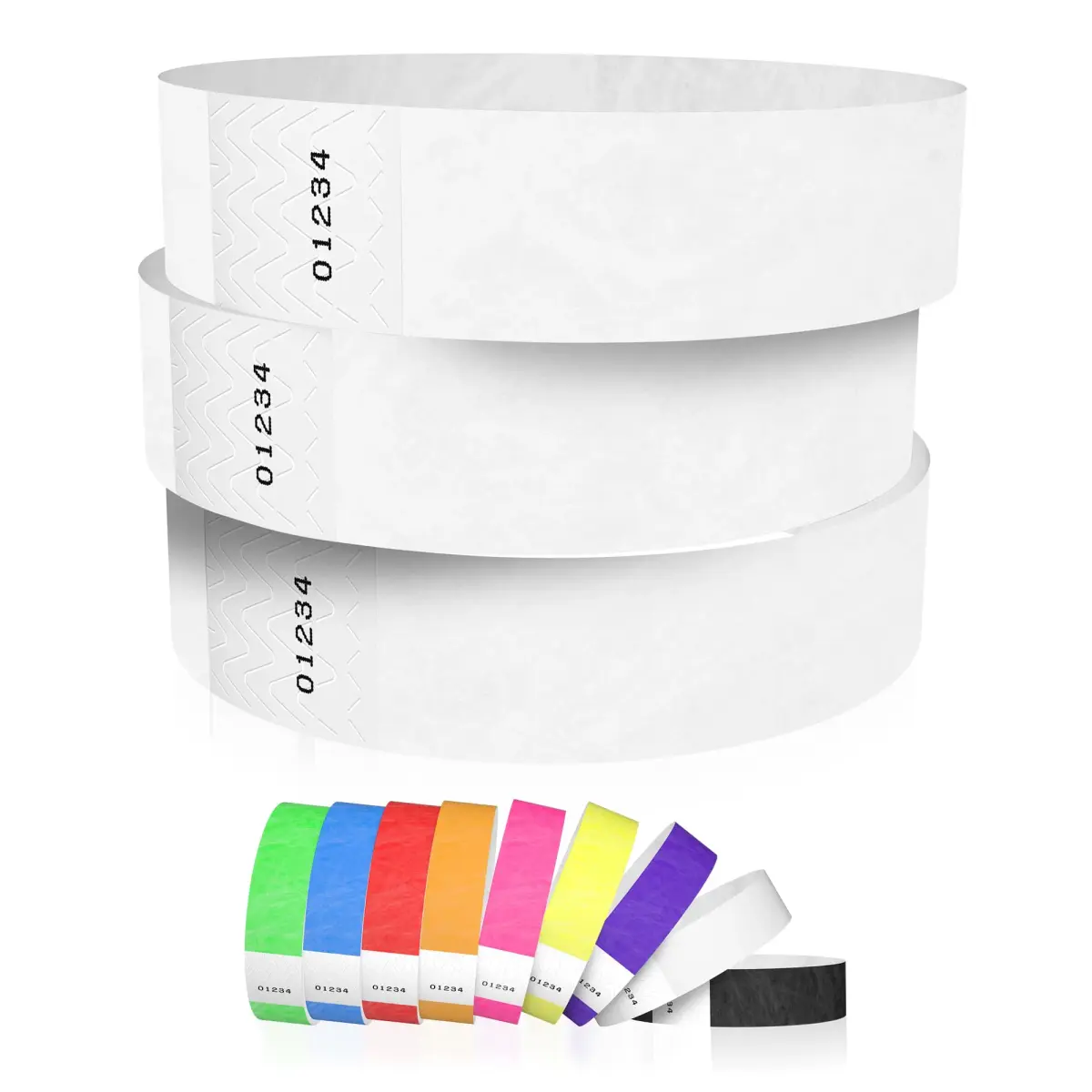 Wristco White Tyvek Wristbands 600-Pack | Sequential Numbered for Event Admission - main product image