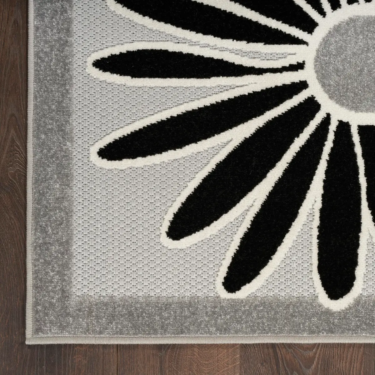 Nourison Aloha Black White 9' x 12' Area Rug | Easy Clean, Non Shedding, Indoor & Outdoor Use - view 7