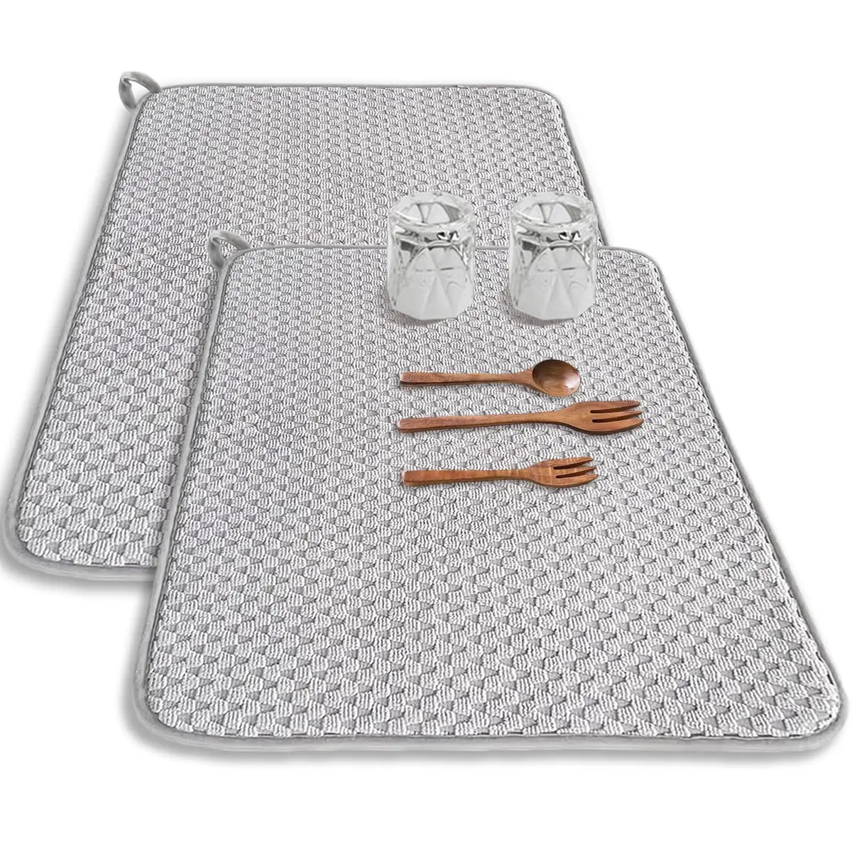 Meirrnyyu 2 Pack Microfiber Dish Drying Mat 24x17 inch | Absorbent Kitchen Counter Pad for Countertops & Sinks - main product image