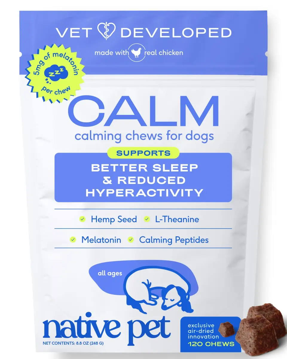 Native Pet Calming Chews for Dogs - Air-Dried 120 Chews | Supports Emotional Balance & Reduces Hyperactivity - main product image