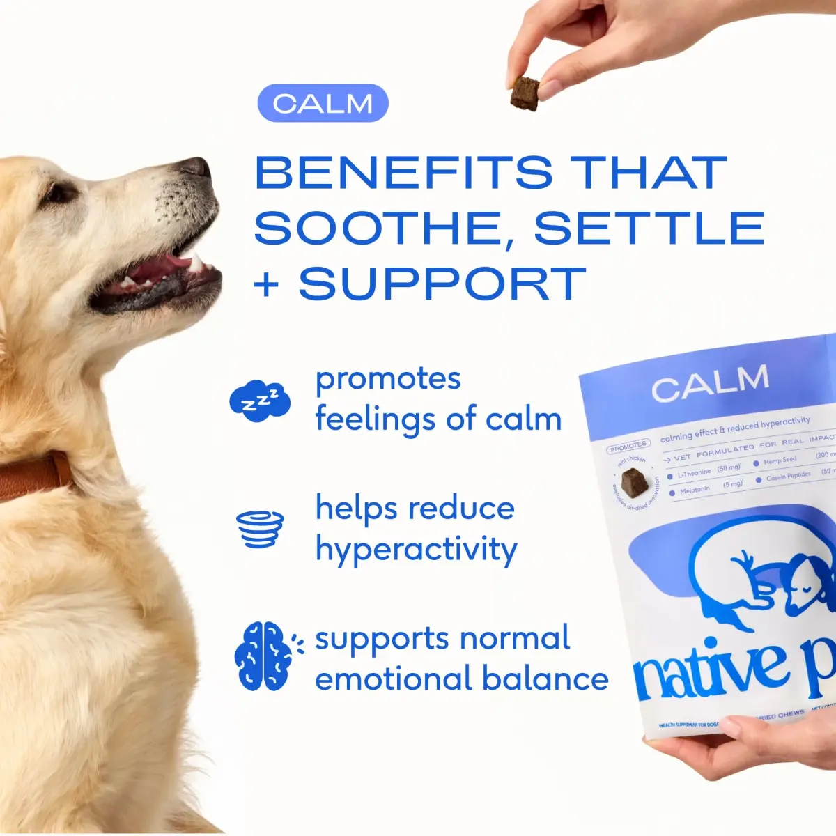Native Pet Calming Chews for Dogs - Air-Dried 120 Chews | Supports Emotional Balance & Reduces Hyperactivity - view 2