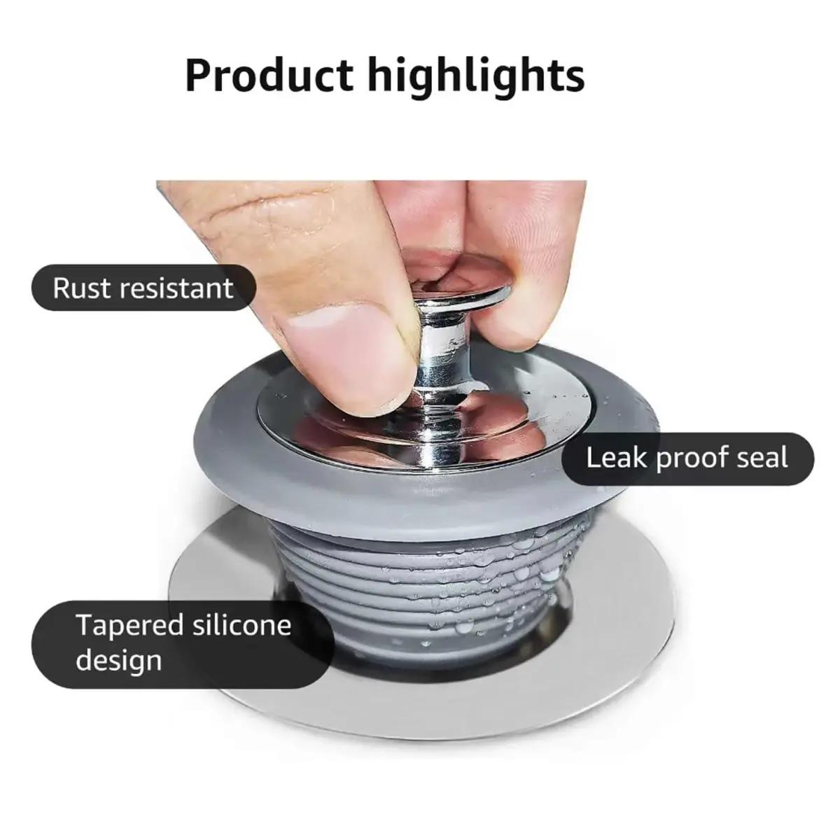 VIPMORE Universal Bathtub Drain Stopper, Sink & Tub Stopper, Bathroom Drain Plug 5.1cm (2 inch) | Watertight Seal for Drains 2.8cm-5.1cm - view 8