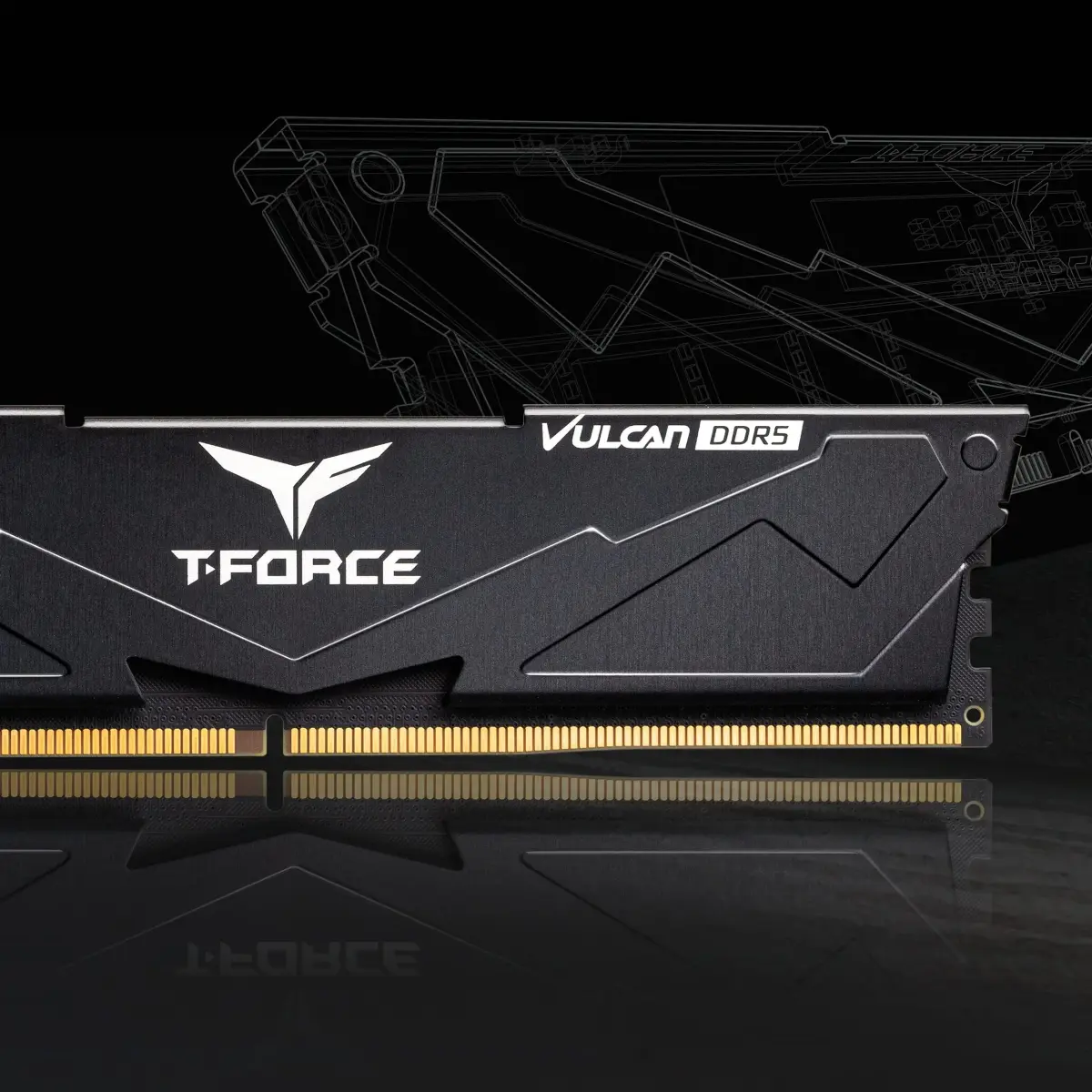 TEAMGROUP T-Force Vulcan DDR5 16GB (2x8GB) 5200MHz CL40 Desktop Memory Module Ram Black | 16GB (2x8GB) DDR5 5200MHz - view 5