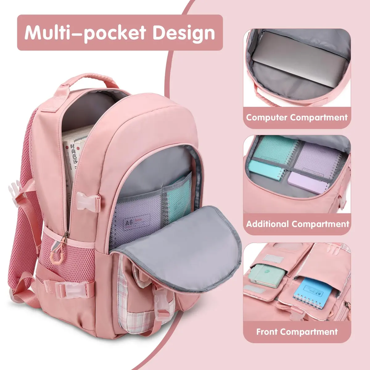 ACESAK Backpack for Girls - Bookbag Schoolbag for Girls Kids Teen | Stylish, Waterproof & Multi-Compartment (70-120 chars) - view 3