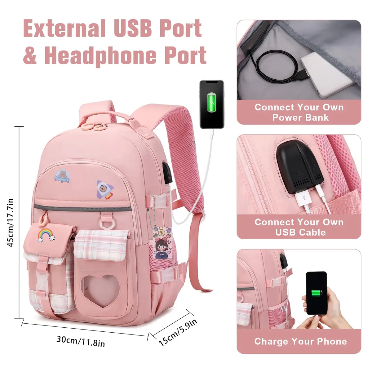ACESAK Backpack for Girls - Bookbag Schoolbag for Girls Kids Teen | Stylish, Waterproof & Multi-Compartment (70-120 chars) - view 4