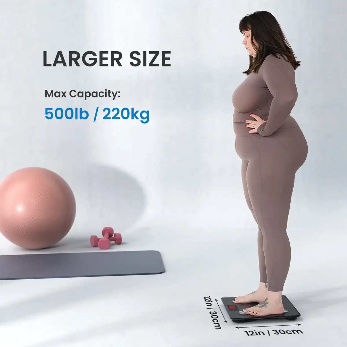 RENPHO Smart Bathroom Scale with Ultra Wide Platform 12 x 12 inches | FDA Approved, 500 lbs Capacity - view 2
