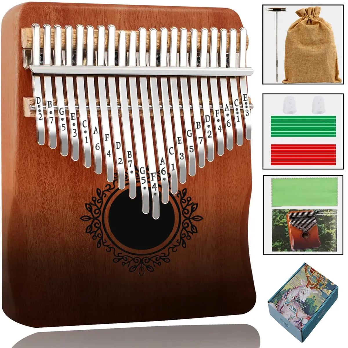 YSYFFPXXYYS Kalimba 21 Keys | Portable Thumb Piano for Adults & Beginners, Handcrafted with High-Quality Ore Steel & Solid Wood - main product image