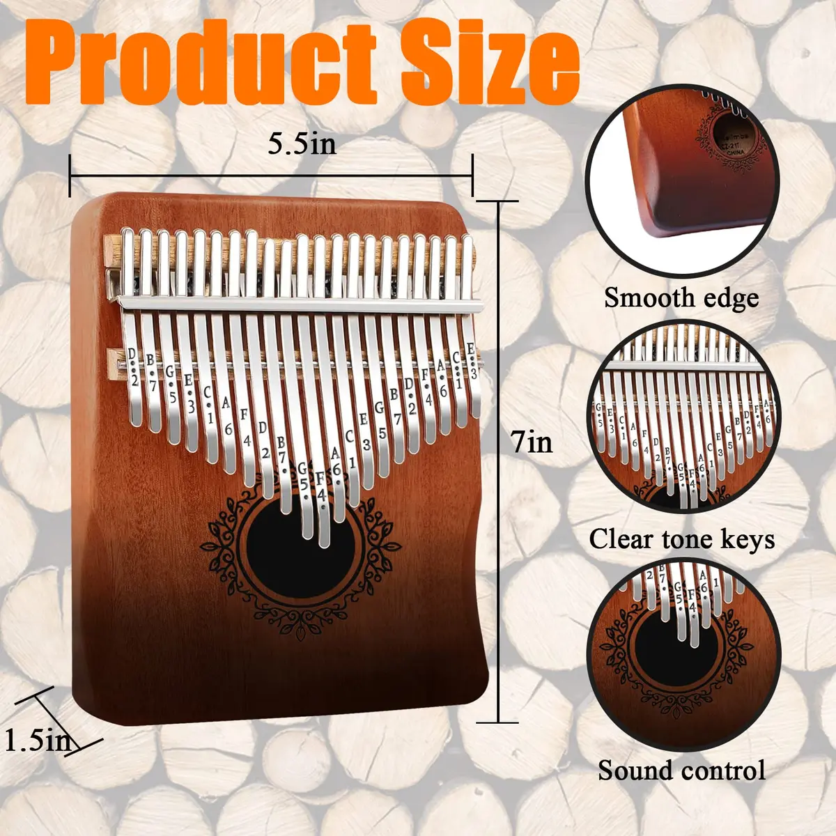 YSYFFPXXYYS Kalimba 21 Keys | Portable Thumb Piano for Adults & Beginners, Handcrafted with High-Quality Ore Steel & Solid Wood - view 3