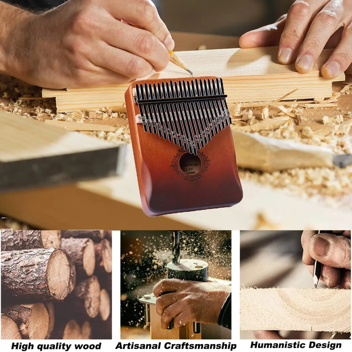 YSYFFPXXYYS Kalimba 21 Keys | Portable Thumb Piano for Adults & Beginners, Handcrafted with High-Quality Ore Steel & Solid Wood - view 4
