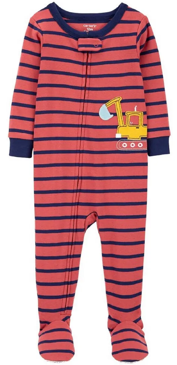 Carter's Boys' 12 Months Sleep & Play Outfit | Snug Cotton Backhoe Design (70-120 chars) - main product image