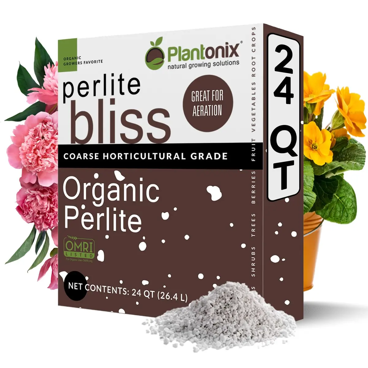 Plantonix Perlite Bliss 24 Qts Organic Soil Amendment for Plants | Improves Drainage & Aeration - main product image