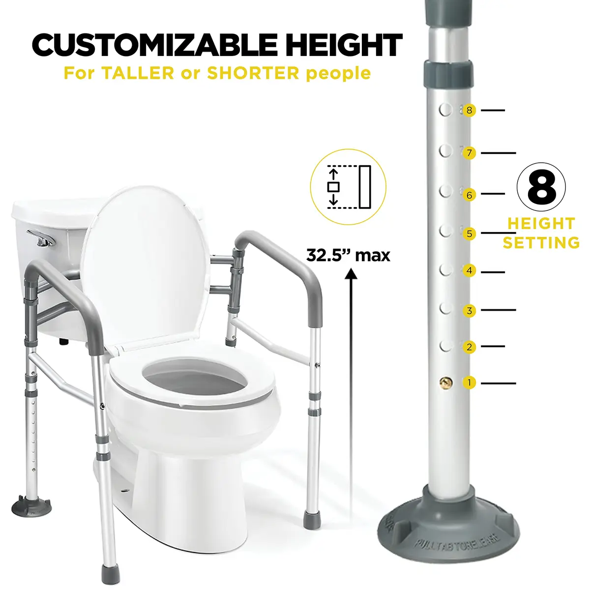 Medical king Toilet Safety Rails for Seniors Adjustable Detachable Fits Most Toilets | Support & Stability - view 4