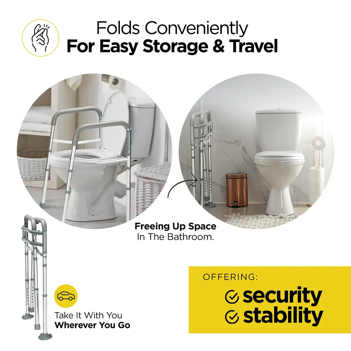 Medical king Toilet Safety Rails for Seniors Adjustable Detachable Fits Most Toilets | Support & Stability - view 6