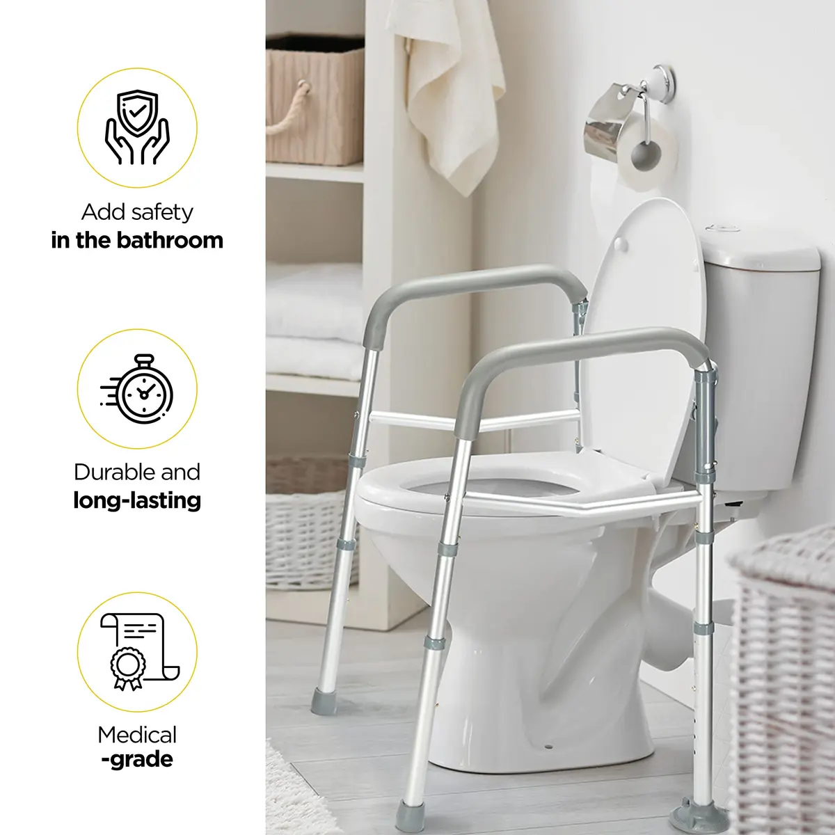 Medical king Toilet Safety Rails for Seniors Adjustable Detachable Fits Most Toilets | Support & Stability - view 7