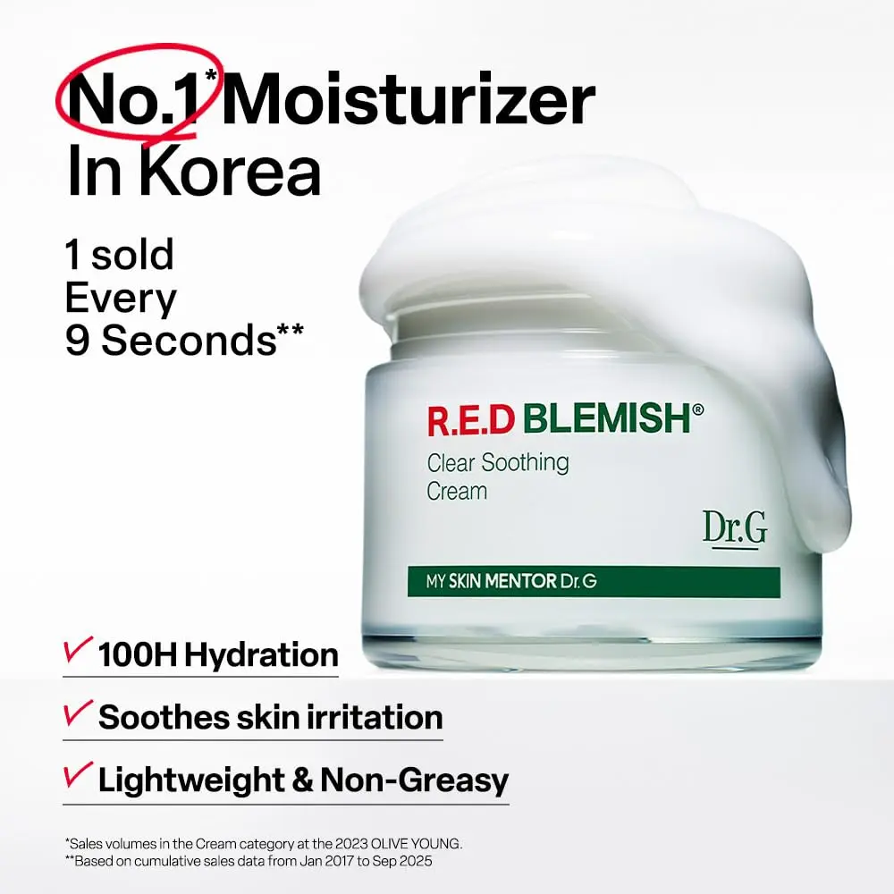 Dr.G R.E.D. Blemish Clear Soothing Face Cream 70ml (2.36 fl oz) | Lightweight Hydration for All Skin Types - view 2