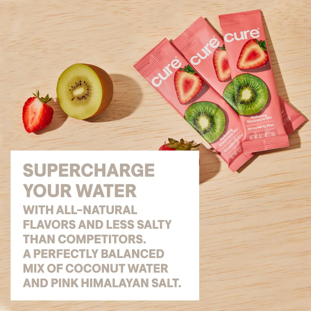 Cure Hydration Strawberry Kiwi Electrolyte Powder 14 Packets | 4x Electrolytes, No Added Sugar, Vegan, FSA/HSA Eligible - view 5