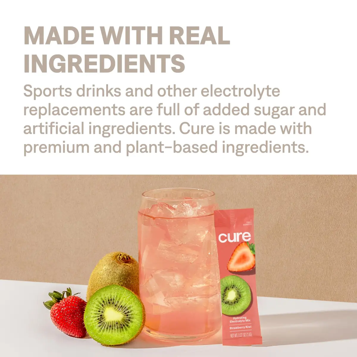 Cure Hydration Strawberry Kiwi Electrolyte Powder 14 Packets | 4x Electrolytes, No Added Sugar, Vegan, FSA/HSA Eligible - view 7