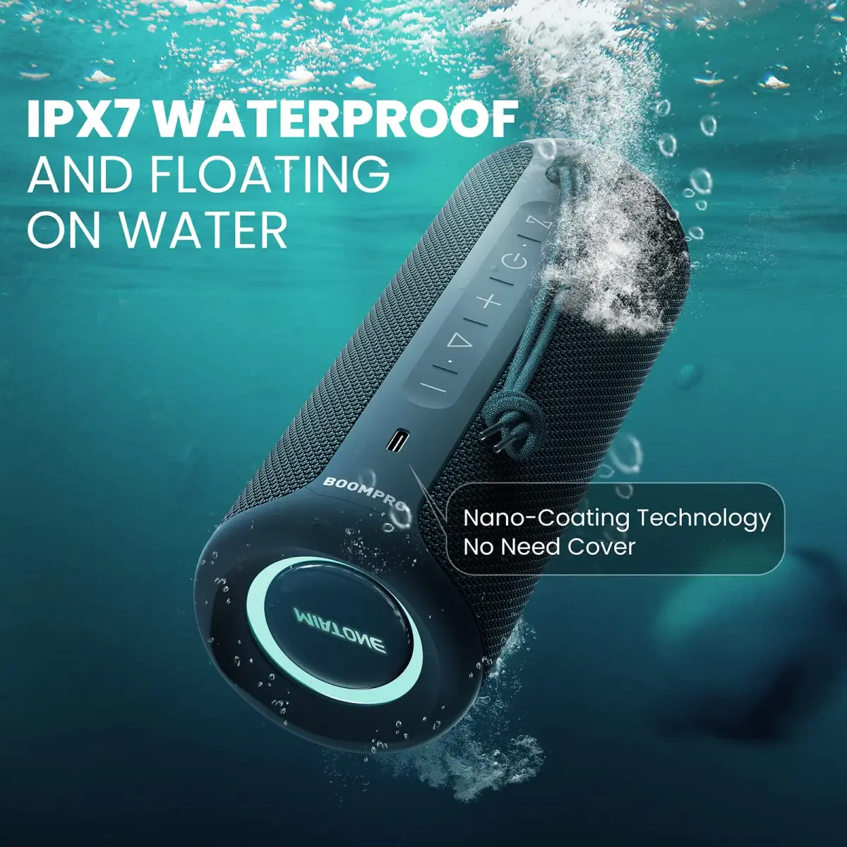 MIATONE 36W Portable Bluetooth Speaker | Stereo Sound, 24H Playtime, IPX7 Waterproof (Blue) - view 5