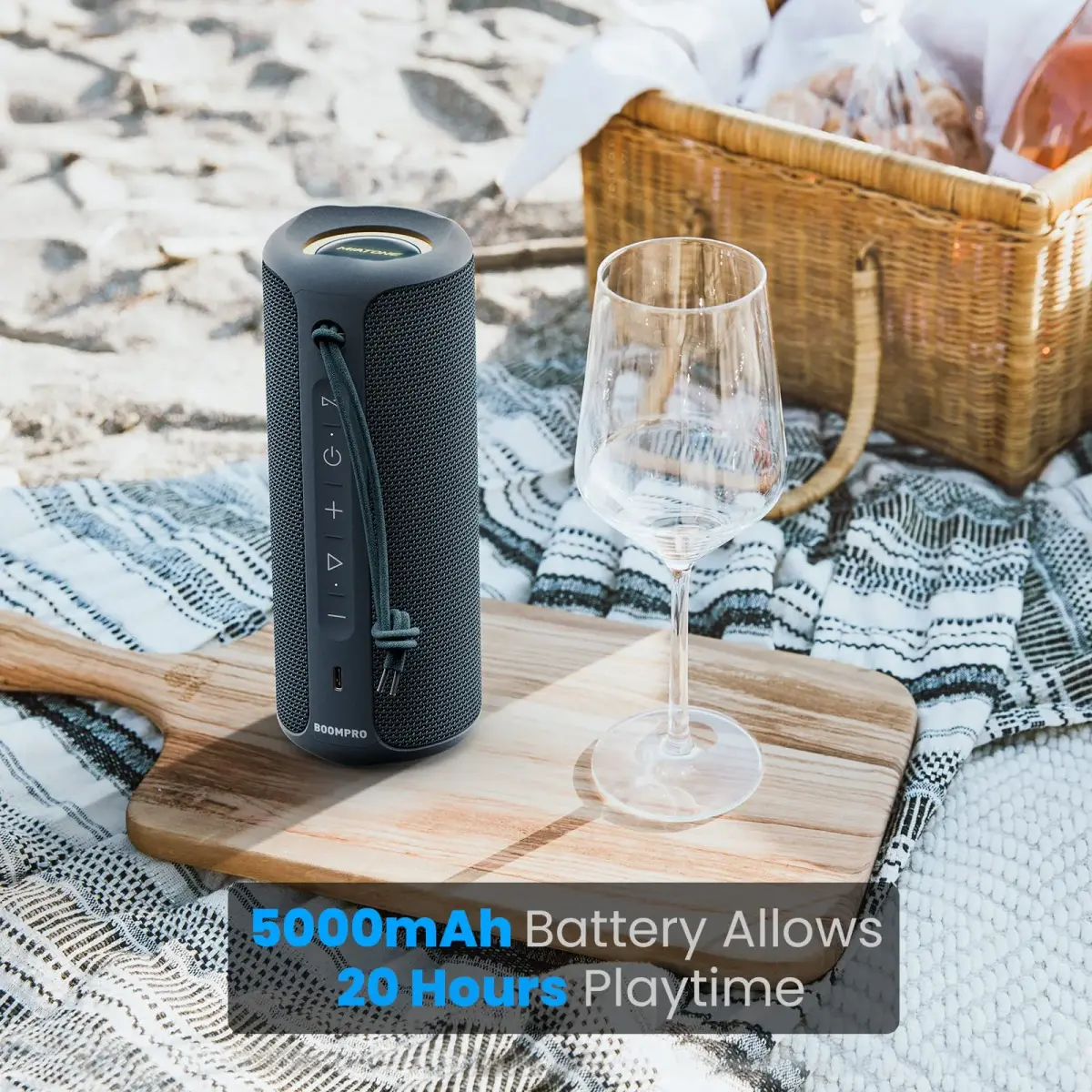 MIATONE 36W Portable Bluetooth Speaker | Stereo Sound, 24H Playtime, IPX7 Waterproof (Blue) - view 3