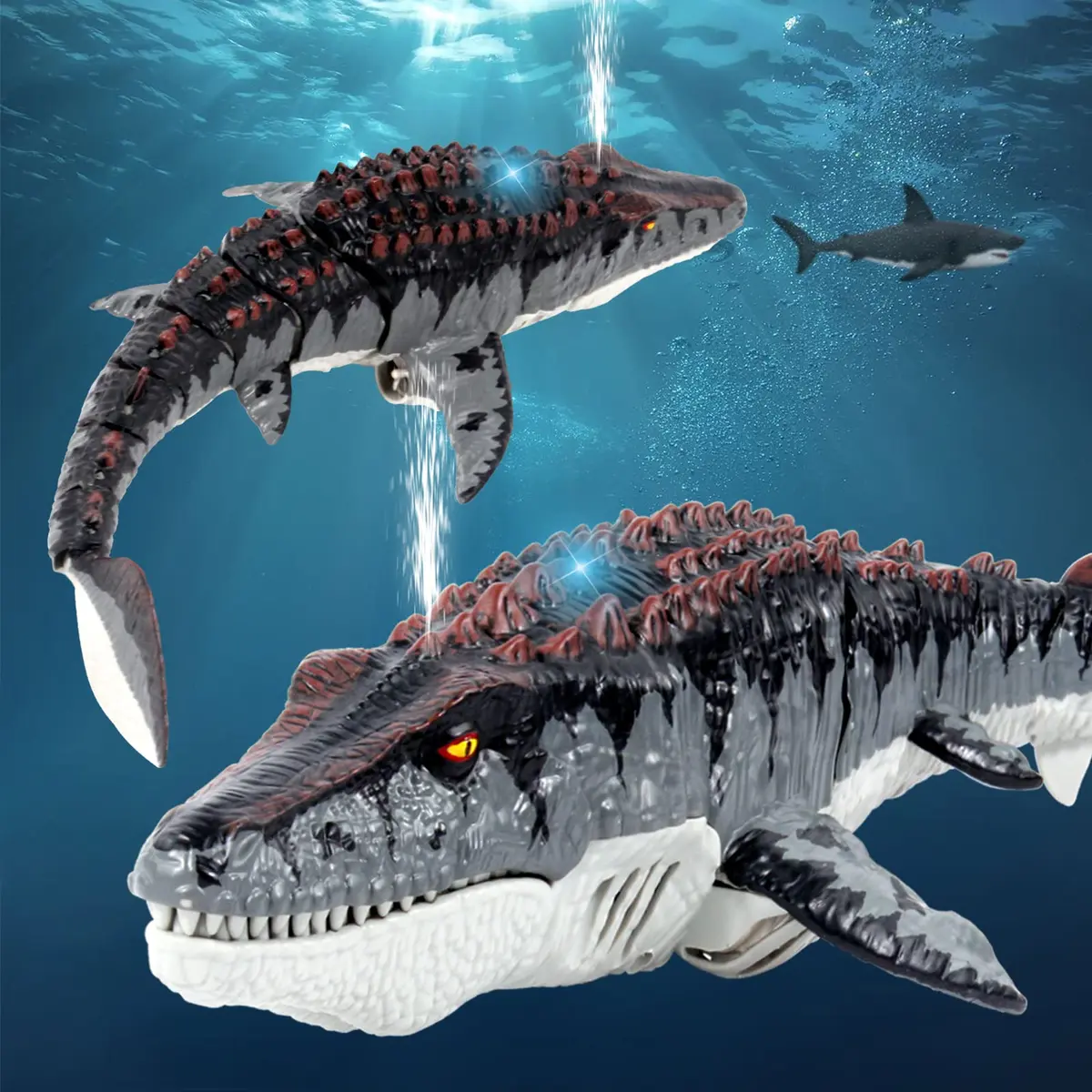 fromeasy RC Mosasaurus Dinosaur Toy Water Control | Water Spray & Light Fun (100-120 chars) - view 5