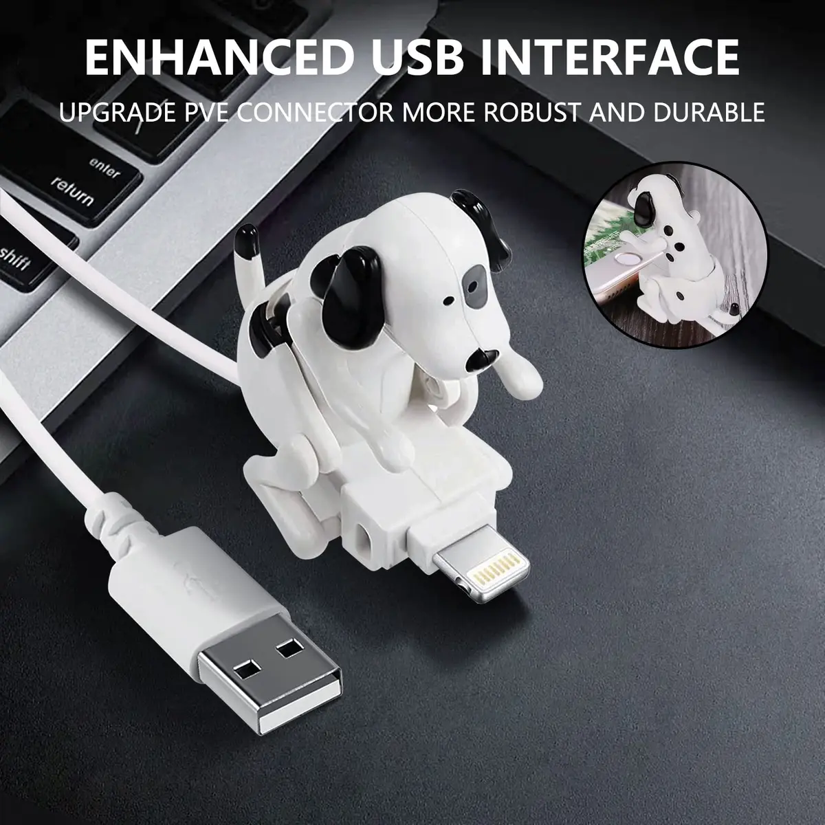 Fourmor Funny Dog Fast Charger Cable - Portable Stray Dog Toy Smartphone USB Charging Cable for iPhone Type-C Various Models Phones - view 4