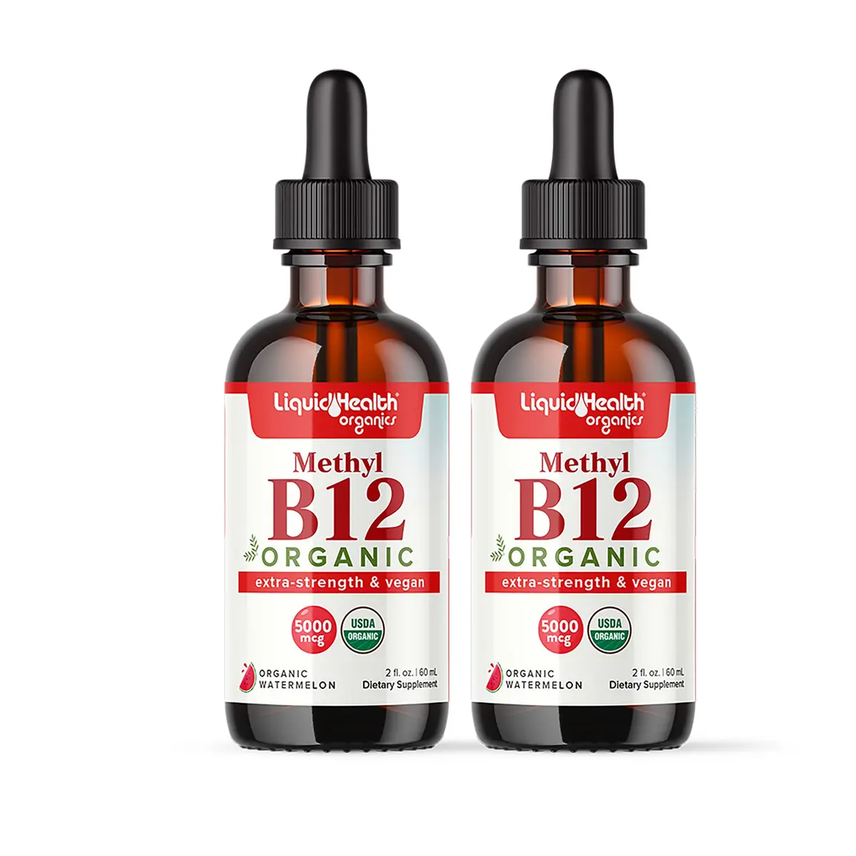 LIQUIDHEALTH USDA Organic Methyl B12 Liquid Drops 2 Fl Oz (60ml) | Boost Energy & Memory - main product image