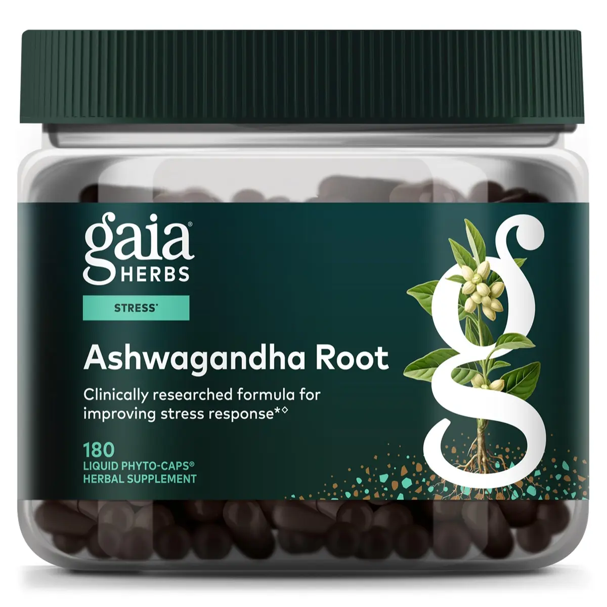 Gaia Herbs Ashwagandha Root 350 mg Vegan Capsules | 90 Servings (180 Count) - main product image