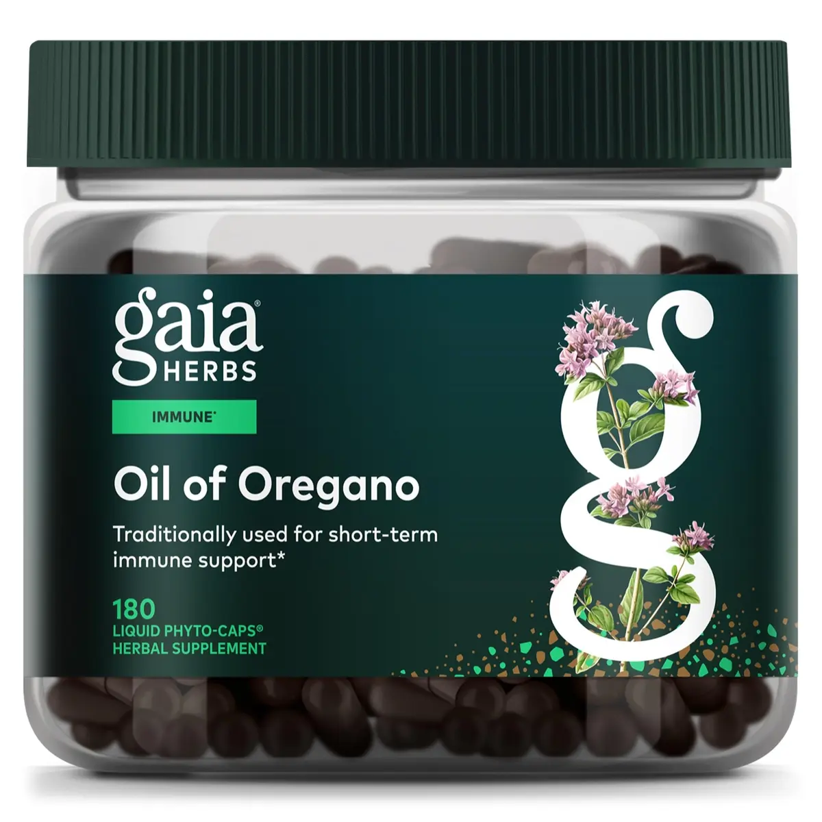 Gaia Herbs Oil of Oregano 230 mg Vegan Capsules 180 Count | Immune & Antioxidant Support with Carvacrol & Thymol - main product image