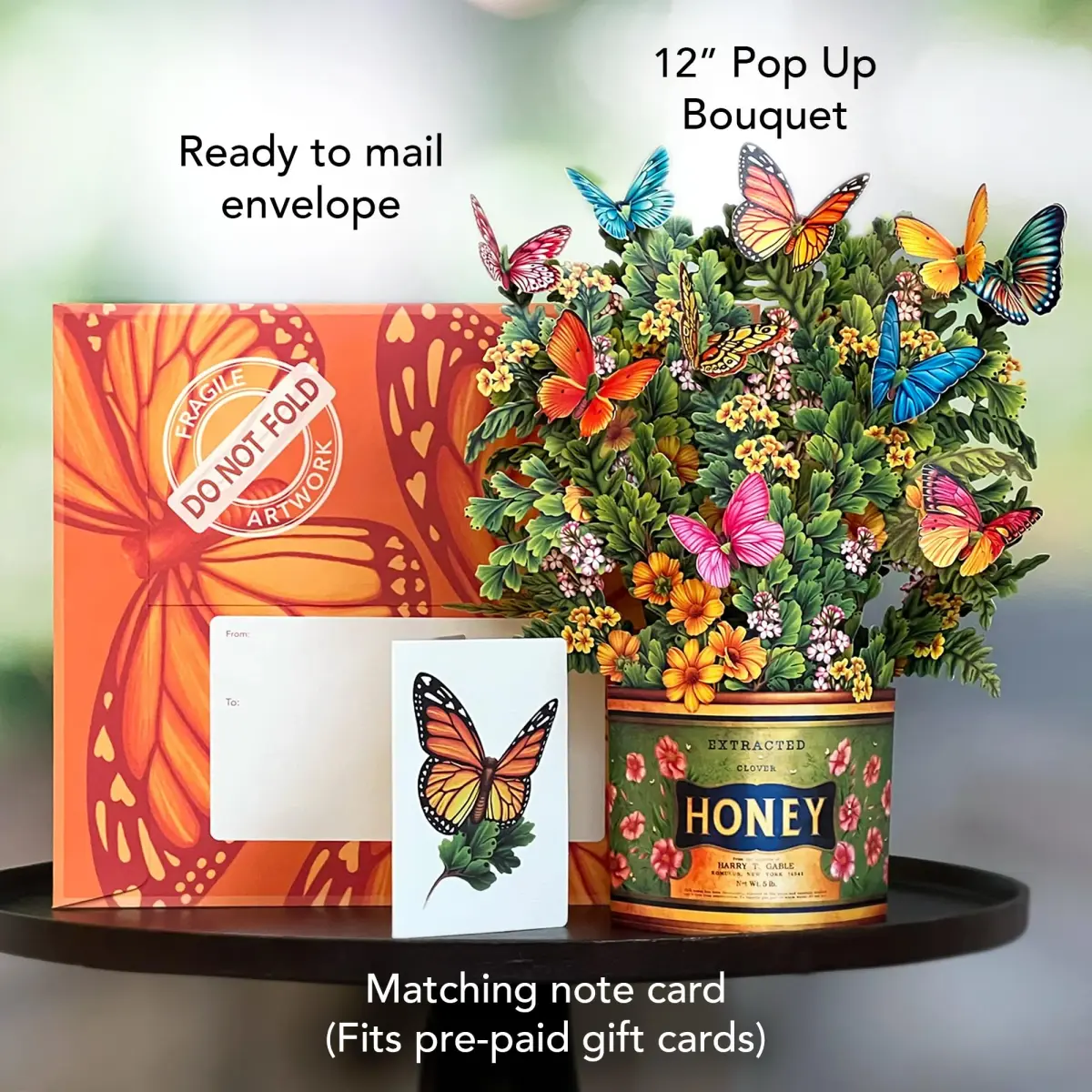 Freshcut Paper Butterflies & Buttercups 12" Pop Up Card | Blooming Art Bouquets - view 4