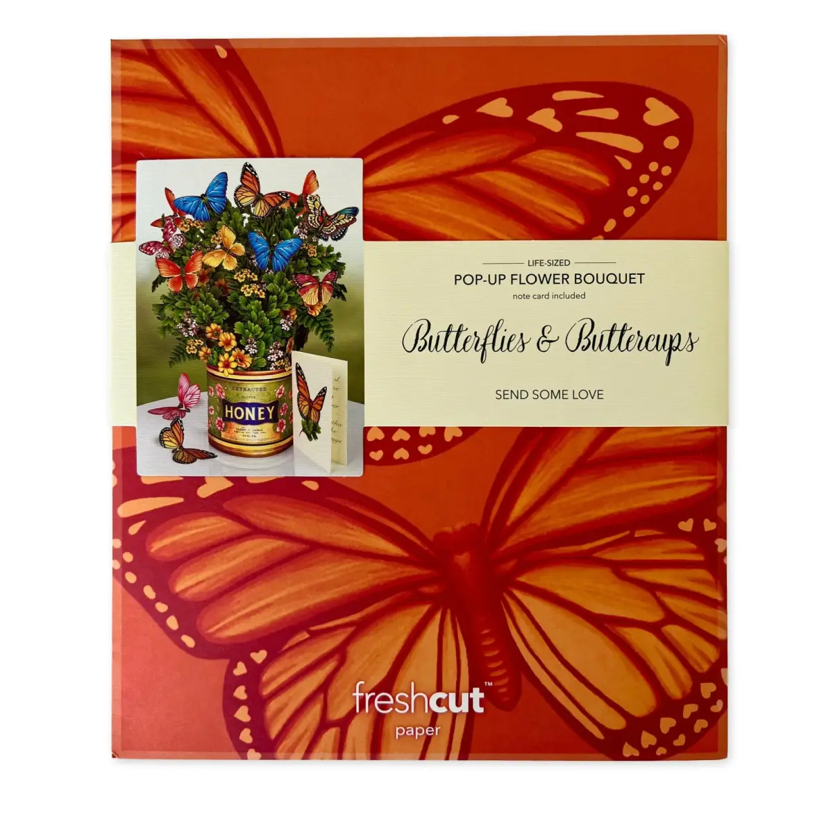 Freshcut Paper Butterflies & Buttercups 12" Pop Up Card | Blooming Art Bouquets - view 8