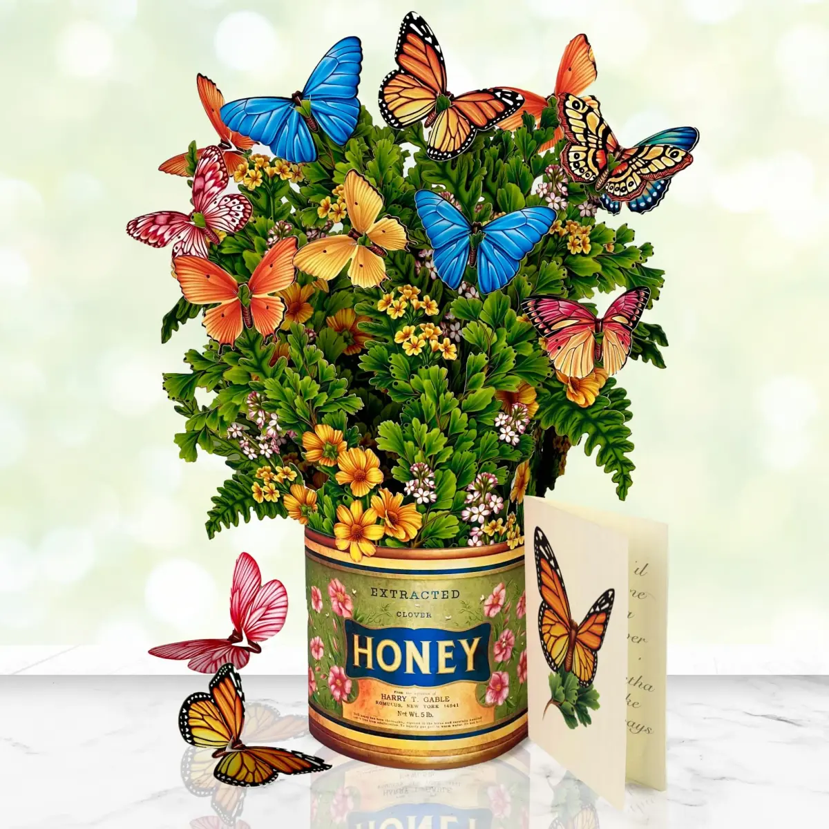 Freshcut Paper Butterflies & Buttercups 12" Pop Up Card | Blooming Art Bouquets - view 2