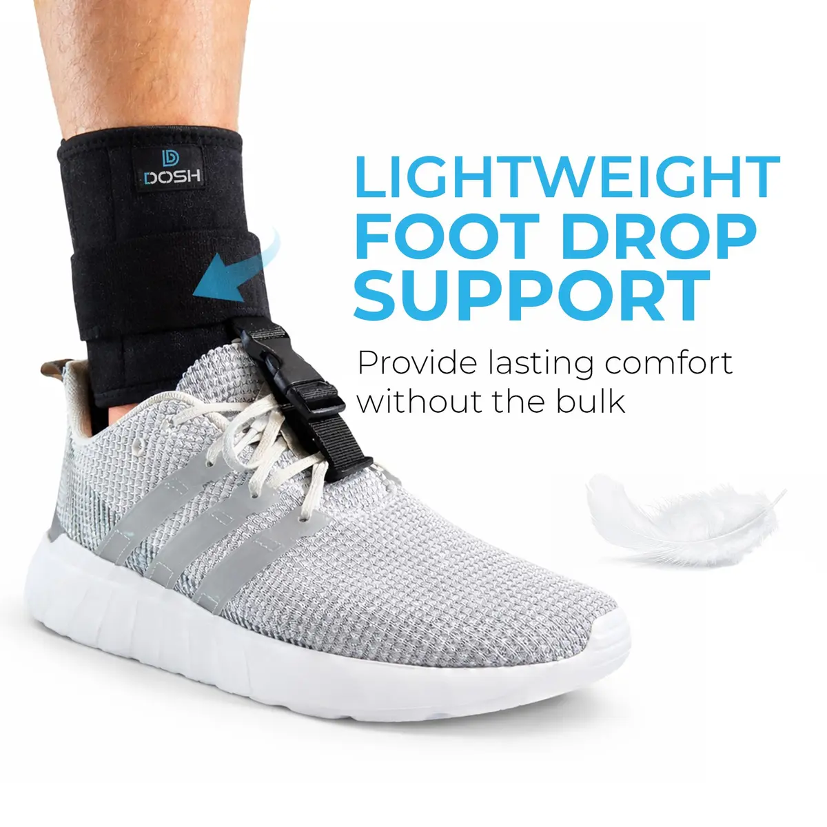 Dosh AFO Foot Drop Brace - Drop Foot Support for Walking - Unisex (Black) | Secure Buckle Closure, Adjustable Strap, Soft Neoprene - view 2