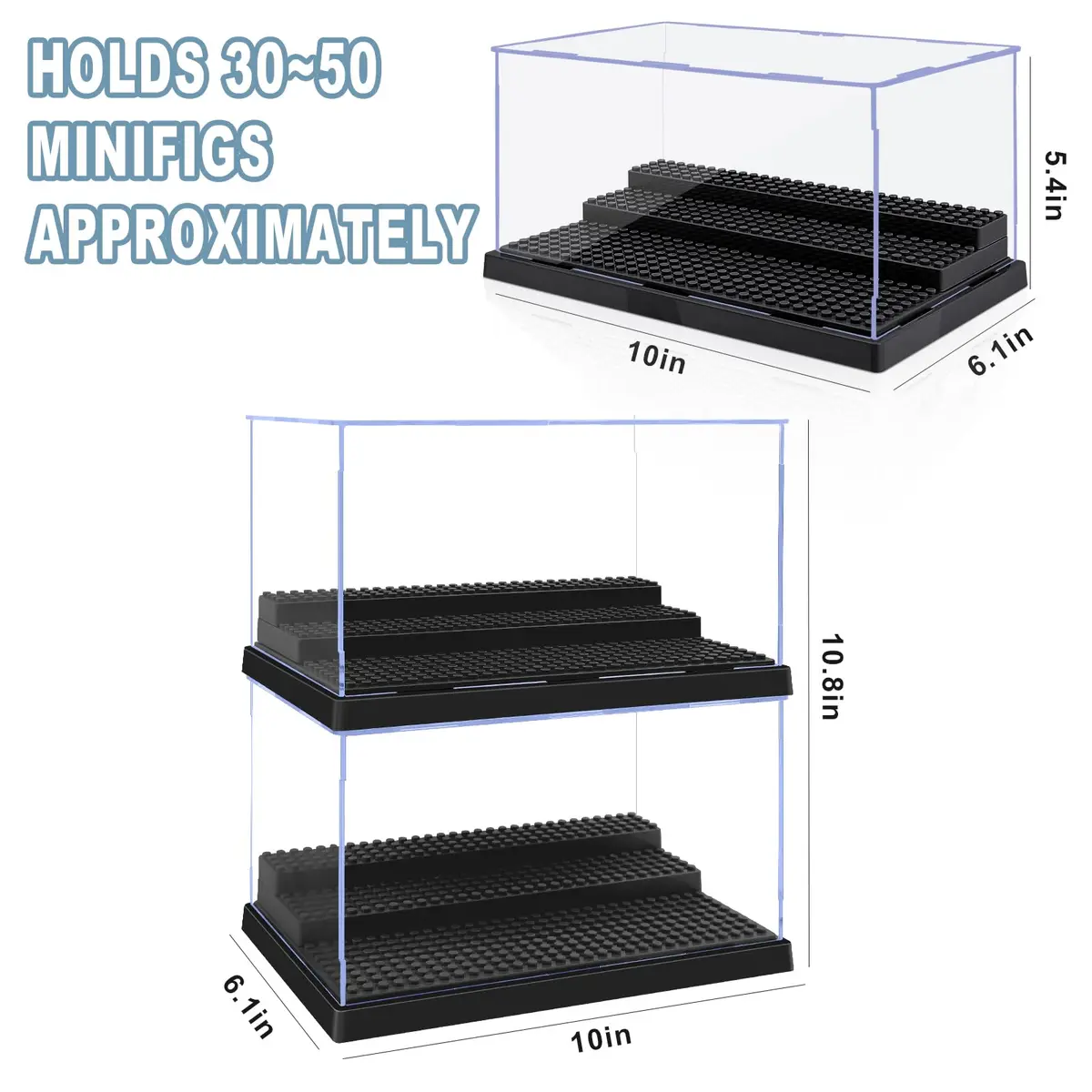 Pokiiulk Display Cases for Minifigures 2-Pack | Acrylic Acrylic Display Enclosure for Kids & Adults - view 3