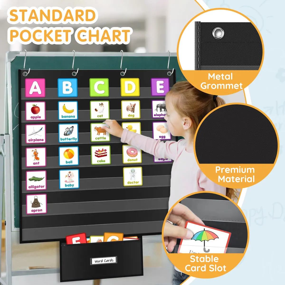 ALSLEA Standard Pocket Chart 71cm x 71cm (28"x28") | Classroom Organization & Learning Tool - view 4