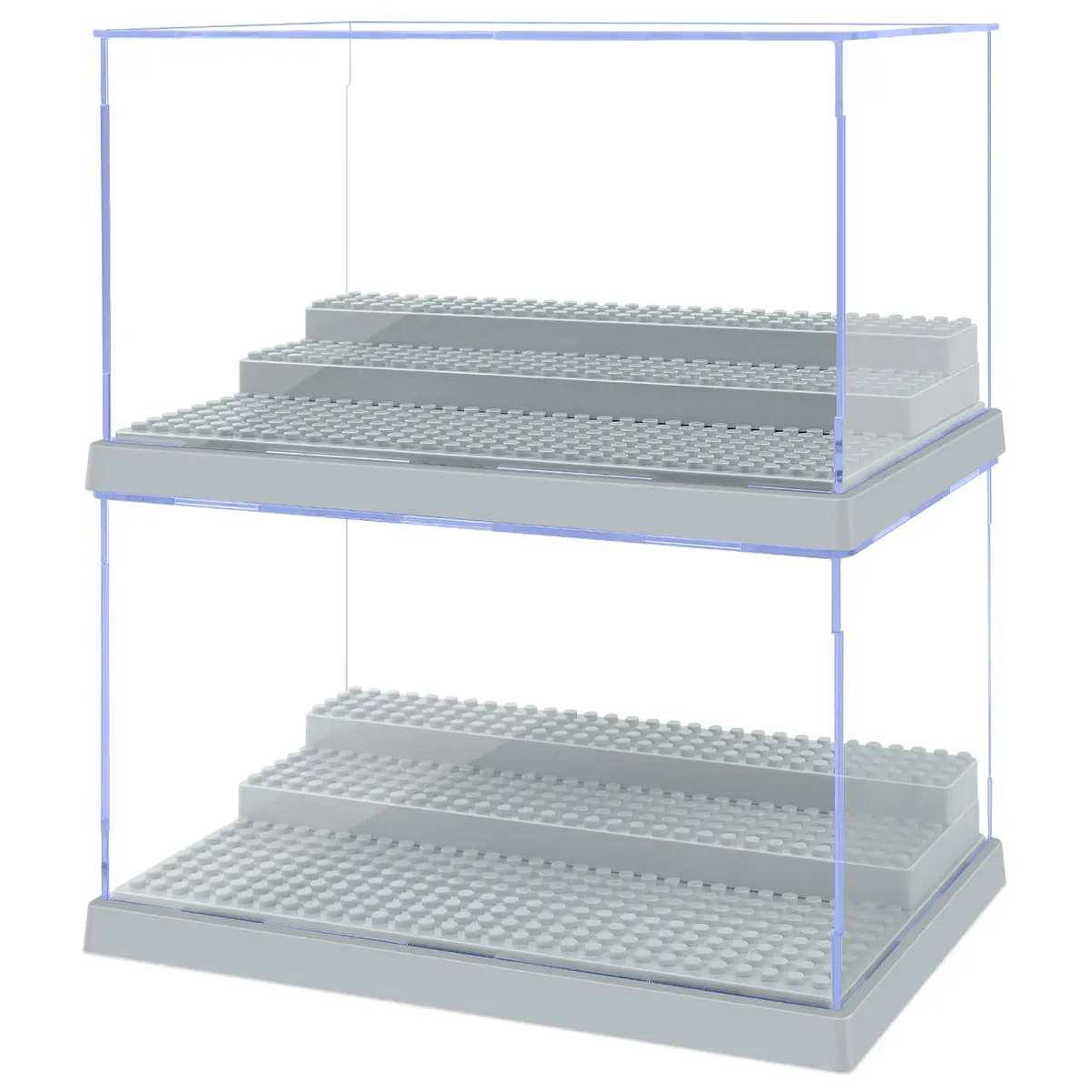 Pokiiulk 2 Pack Display Enclosure for Minifigures 25.4cm (10in) | Acrylic Storage with 3 Movable Steps for Kids & Adults - main product image