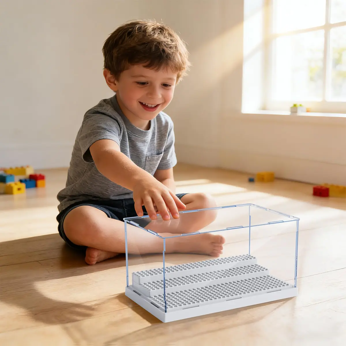 Pokiiulk 2 Pack Display Enclosure for Minifigures 25.4cm (10in) | Acrylic Storage with 3 Movable Steps for Kids & Adults - view 6