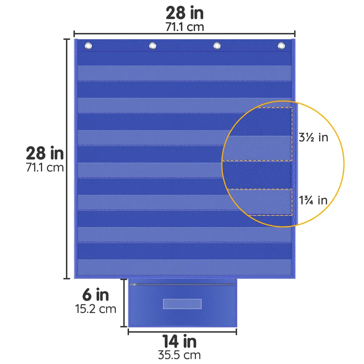 ALSLEA Standard Pocket Chart with Zipper Storage Bag 71cm x 71cm (28"x28") | Teacher Essential for Classroom Learning - view 7