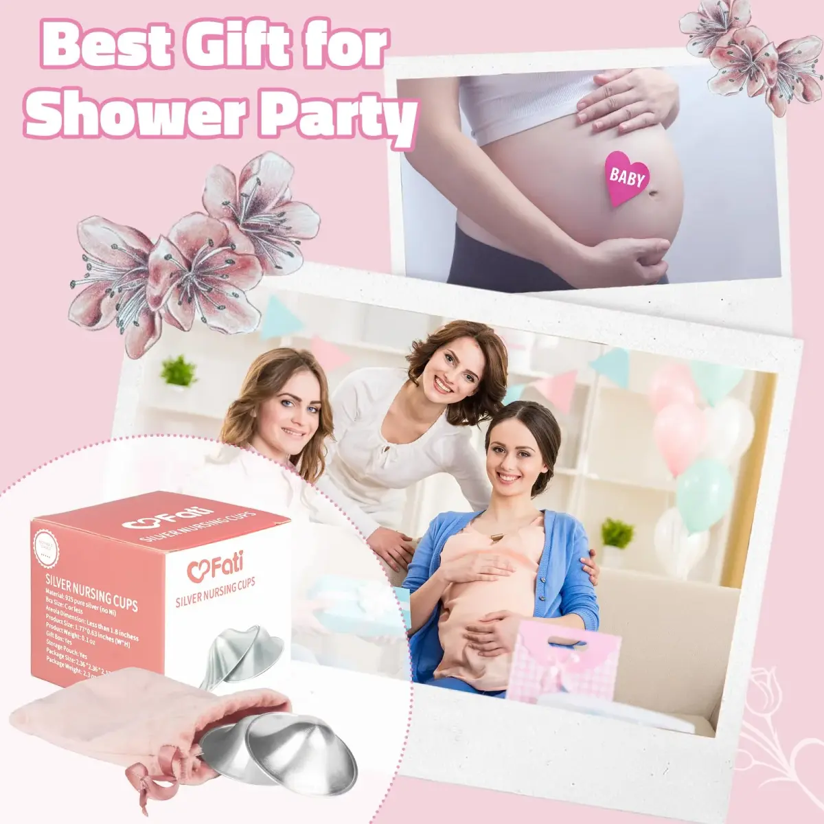 FATI Silver Nursing Cups 2-Pack | 925 Sterling Silver Nipple Shields for Sore Nipple Relief - view 7