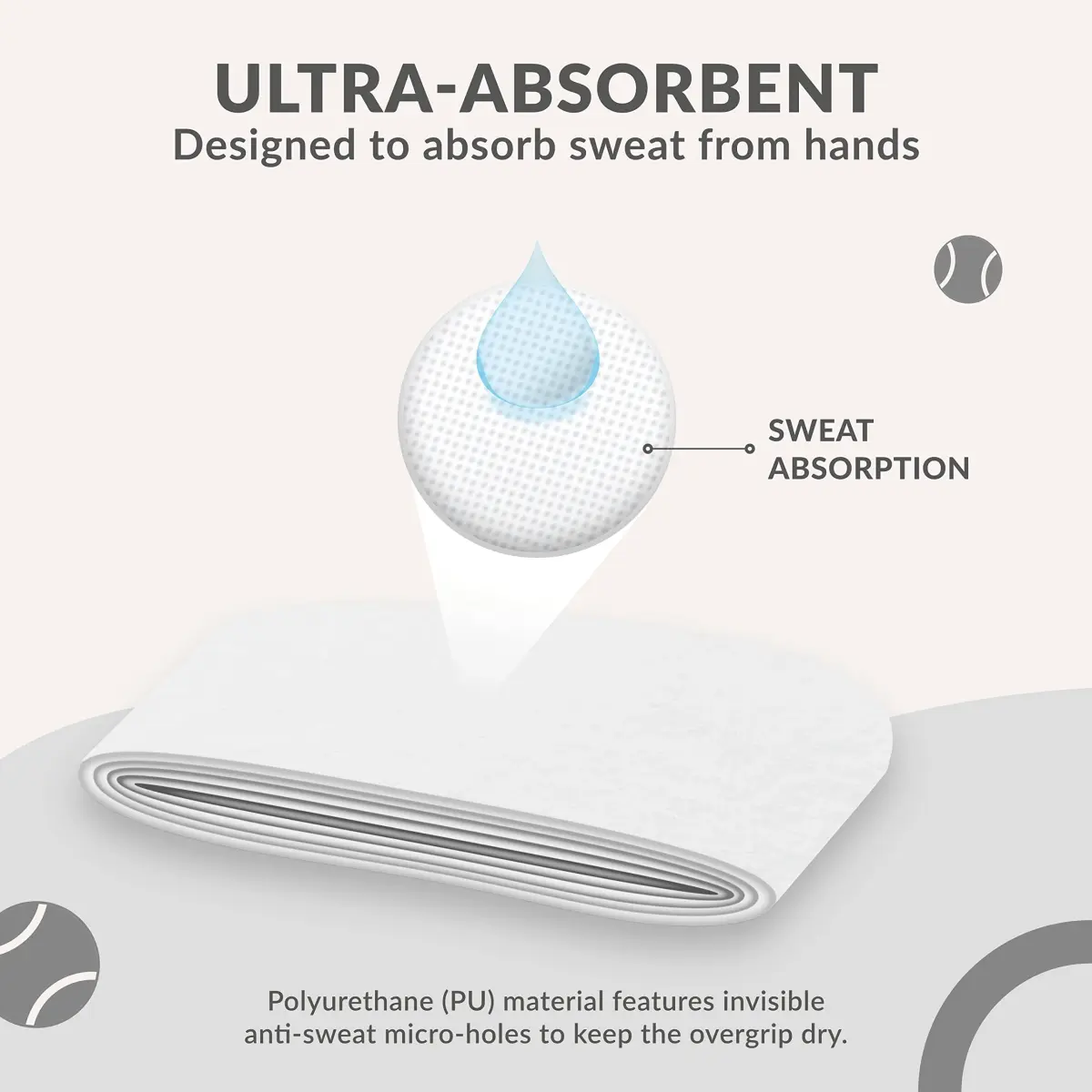 Palbea Padel Racket Grip Tape 12-Pack White | Superior Sweat Absorption & Non-Slip Grip - view 6
