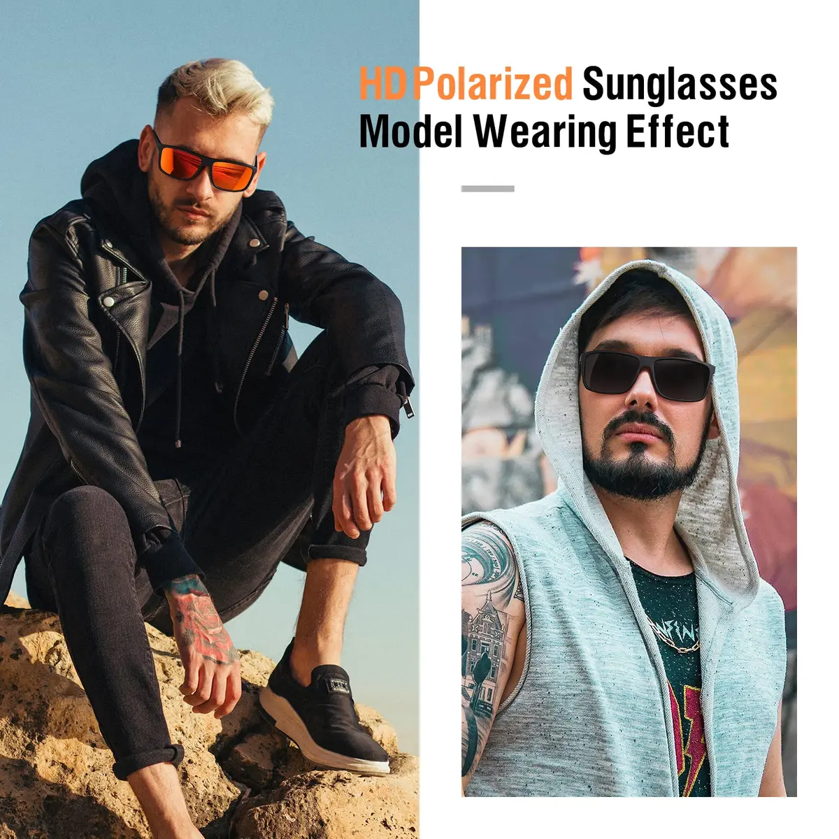 KWHZXGYY Polarized Sunglasses for Men & Women, Retro Square Frame, UV400 Protection - view 6