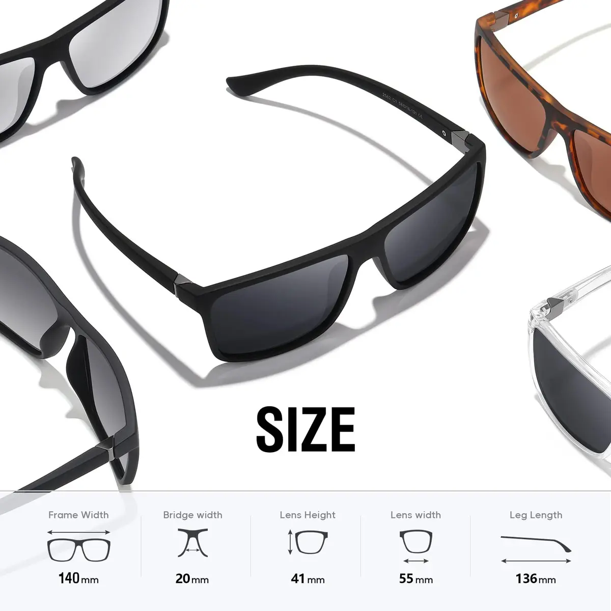 KWHZXGYY Polarized Sunglasses for Men & Women, Retro Square Frame, UV400 Protection - view 3