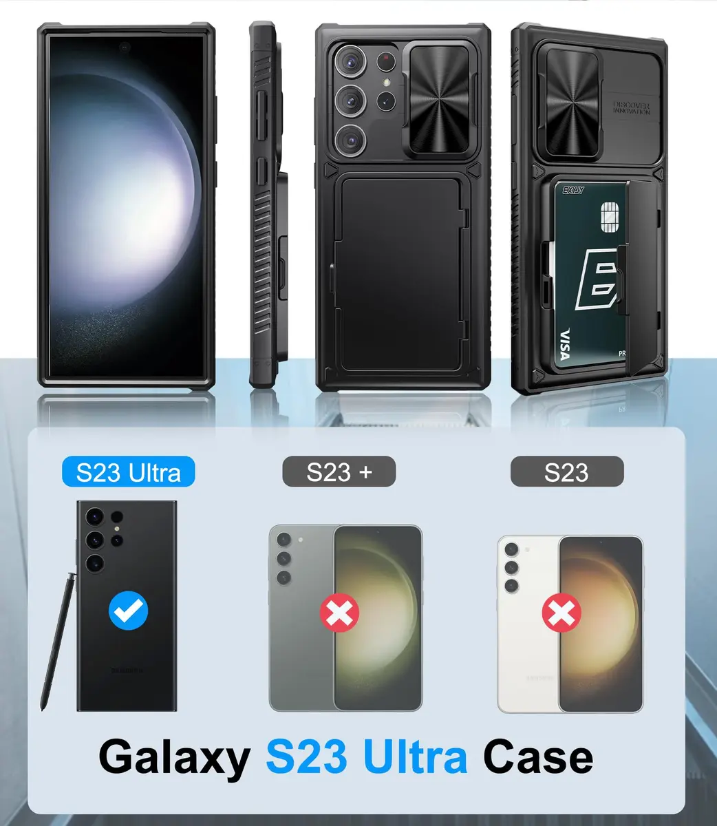 BXYJY Samsung Galaxy S23 Ultra Wallet Case with Card Holder & Kickstand, Black | Shockproof & Camera Cover - view 2